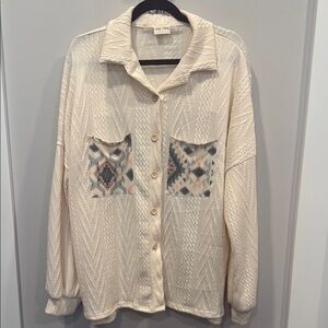 Cream Patterned Women's Sweater